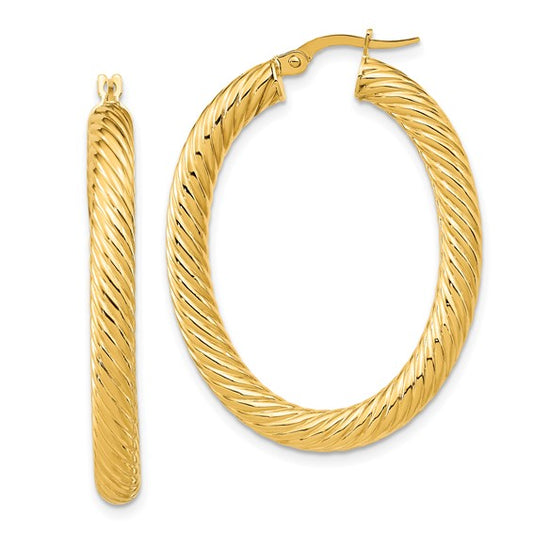 Leslie's 14K Polished Twisted Oval Hoop Earrings