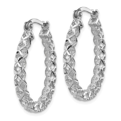 Leslie's 14K White Gold Polished D/C Hollow Hoop Earrings