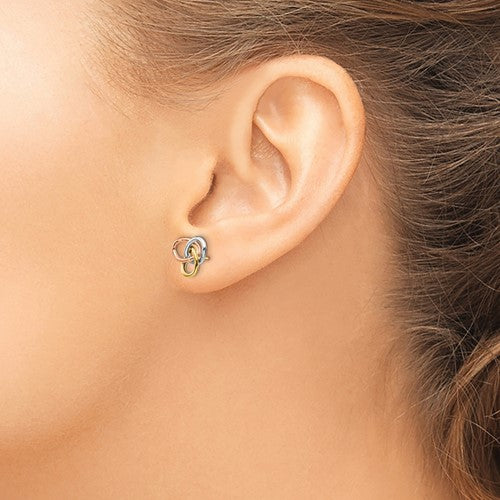 Leslie's 14K Tri-color Polished Rings Post Earrings