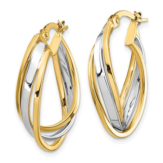 Leslie's 14K Two-tone Polished Oval Hoop Earrings