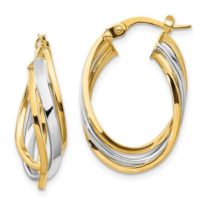 Leslie's 14K Two-tone Polished Oval Hoop Earrings