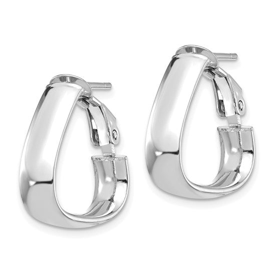 Leslie's 14K White Gold 5mm Triangle Omega Back Hoop Earrings