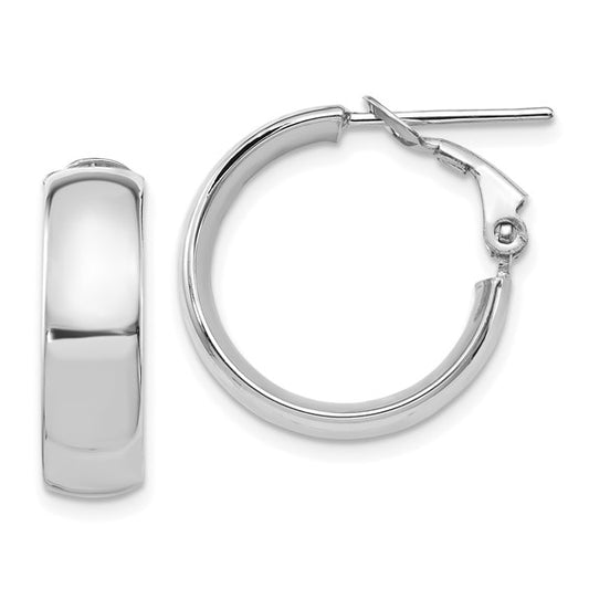 Leslie's 14K White 6mm High Polished Omega Back Hoop Earrings