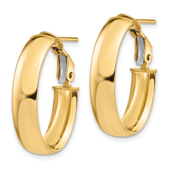 Leslie's 14K 6mm High Polished Omega Back Hoop Earrings