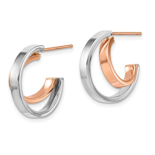 Leslie's 14k Rose and White Gold Polished Hoop Earrings