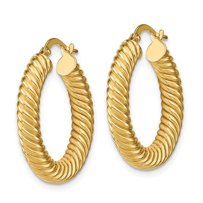 Leslie's 14K Polished Textured Hoop Earrings