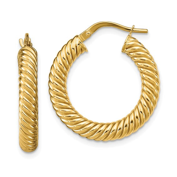 Leslie's 14K Polished Textured Hoop Earrings