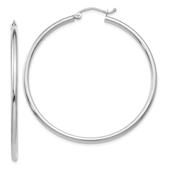 Leslie's 14K White Gold Polished 2mm Hoop Earrings