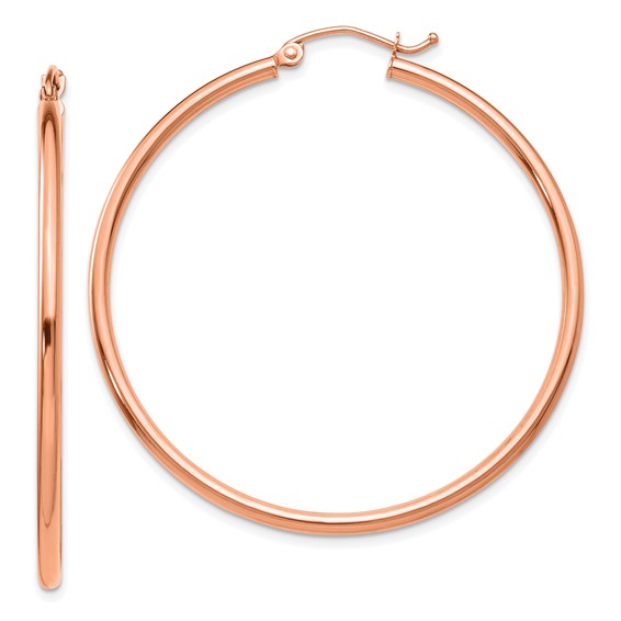 Leslie's 14k Rose Gold Polished 2x45mm Polished Hoop Earrings