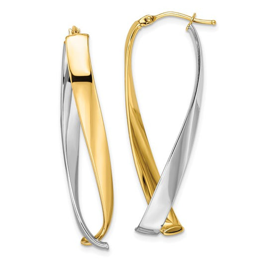 Leslie's 14K Two-tone Polished Twisted Hoop Earrings