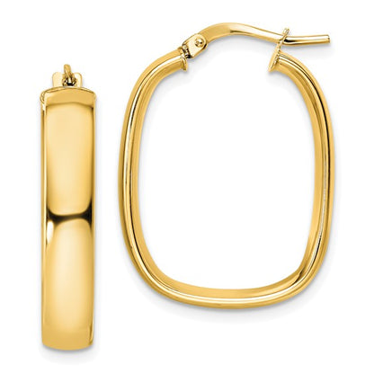 Leslie's 14K Polished Squared Oval Hoop Earrings