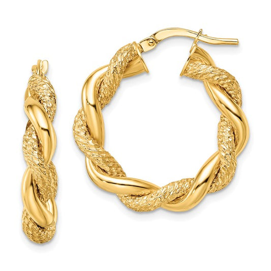 Leslie's 14K D/C Twisted Hoop Earrings