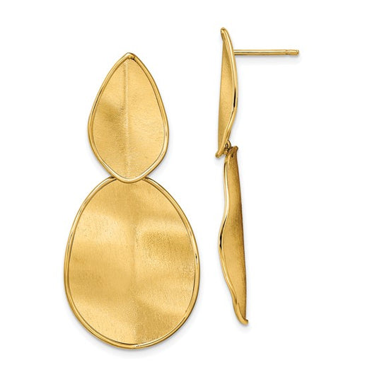 Leslie's 14k Polished Textured Post Dangle Earrings