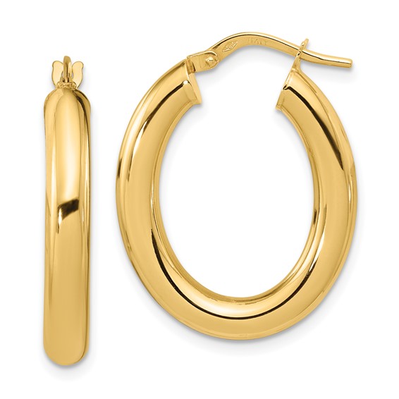 Leslie's 14K Polished Oval Hoops