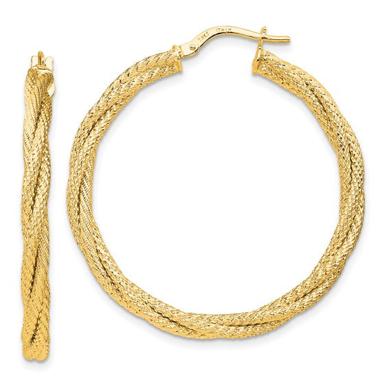 Leslie's 14K Polished Twisted Textured Hoop Earrings