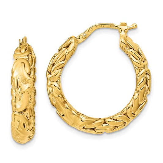 Leslie's 14k Polished Textured Hoop Earrings