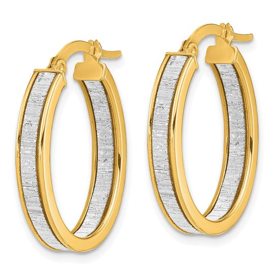 Leslie's 14K Polished Glitter Infused Oval Hoop Earrings