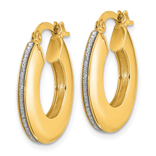 Leslie's 14K Polished Glitter Infused Hoop Earrings