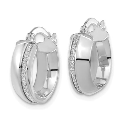 Leslie's 14K White Gold Polished Glitter Infused Hoop Earrings