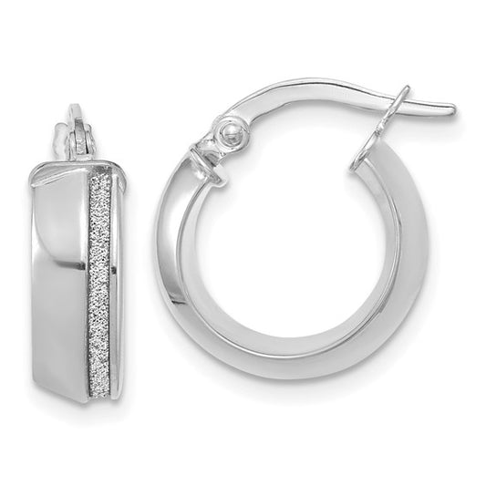 Leslie's 14K White Gold Polished Glitter Infused Hoop Earrings