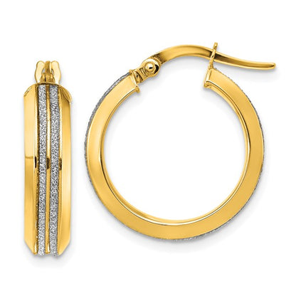 Leslie's 14K Polished Glitter Infused Hoop Earrings