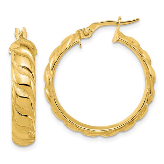 Leslie's 14k Polished and Twisted Hoop Earrings