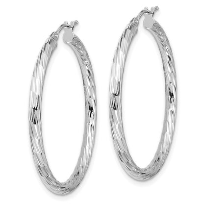 Leslie's 14k White Gold Polished D/C Hoop Earrings