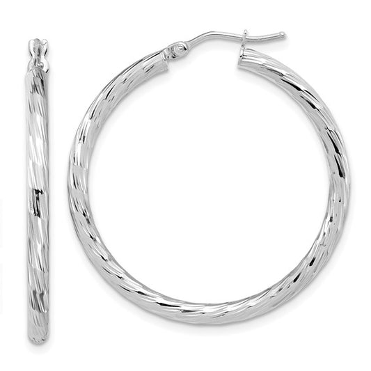 Leslie's 14k White Gold Polished D/C Hoop Earrings