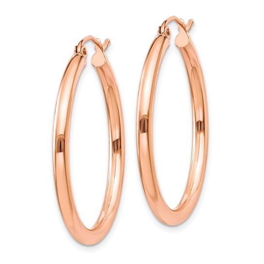 Leslie's 14k Rose Gold Polished 2.5mm Lightweight Tube Hoop Earrings