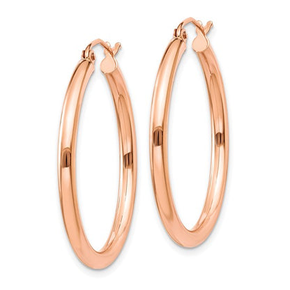 Leslie's 14k Rose Gold Polished 2.5mm Lightweight Tube Hoop Earrings