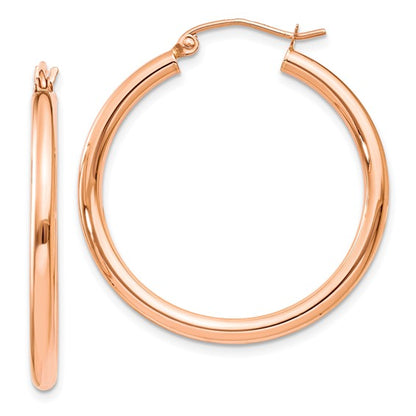 Leslie's 14k Rose Gold Polished 2.5mm Lightweight Tube Hoop Earrings