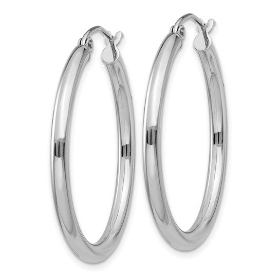 Leslie's 14k White Gold Polished 2.5mm Lightweight Tube Hoop Earrings