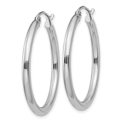 Leslie's 14k White Gold Polished 2.5mm Lightweight Tube Hoop Earrings