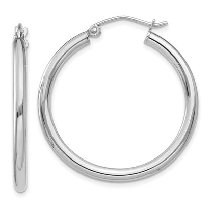 Leslie's 14k White Gold Polished 2.5mm Lightweight Tube Hoop Earrings