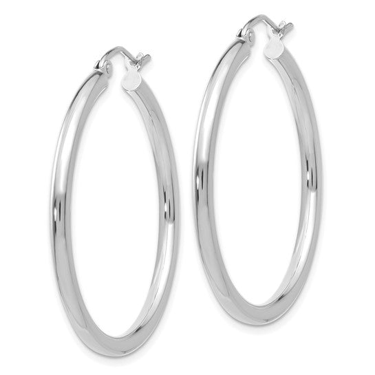 Leslie's 14k White Gold Polished 2.5mm Lightweight Tube Hoop Earrings