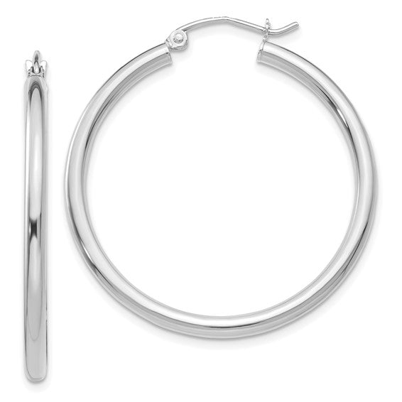 Leslie's 14k White Gold Polished 2.5mm Lightweight Tube Hoop Earrings