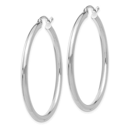 Leslie's 14k White Gold Polished 2.5mm Lightweight Tube Hoop Earrings