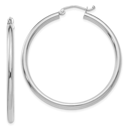 Leslie's 14k White Gold Polished 2.5mm Lightweight Tube Hoop Earrings