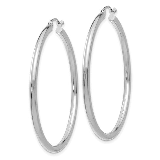 Leslie's 14k White Gold Polished 2.5mm Lightweight Tube Hoop Earrings