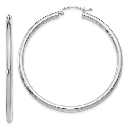 Leslie's 14k White Gold Polished 2.5mm Lightweight Tube Hoop Earrings