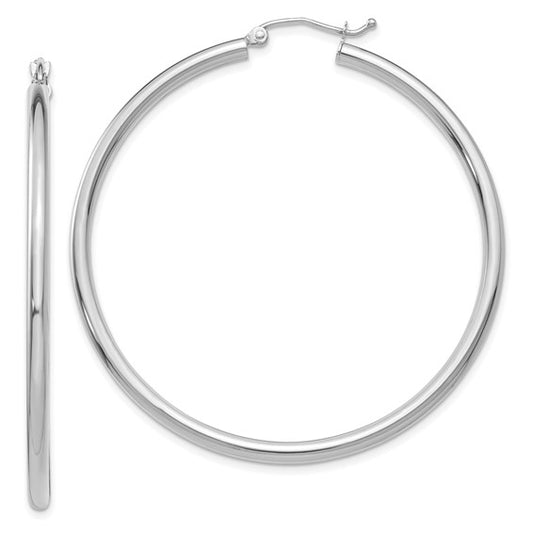 Leslie's 14k White Gold Polished 2.5mm Lightweight Tube Hoop Earrings