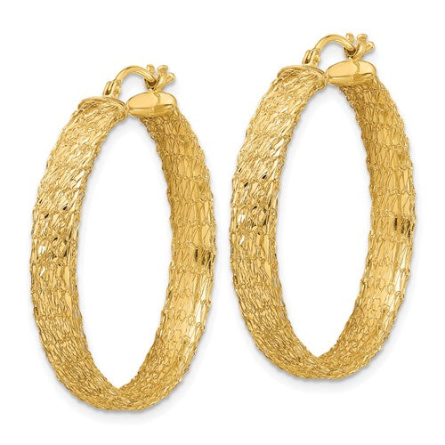 Leslie's 14k Polished Textured Hoop Earrings