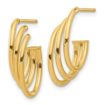 Leslie's 14K Polished J-Hoop Post Earrings