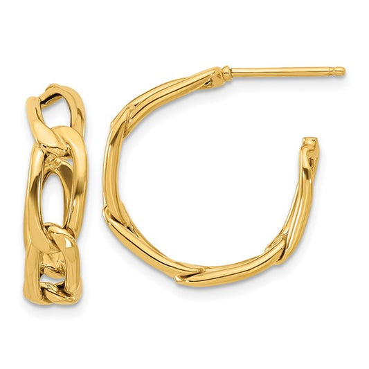 Leslie's 14K Polished Link Post Hoop Earrings