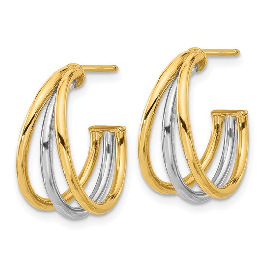 Leslie's 14K Two-tone Polished Hoop Post Earrings