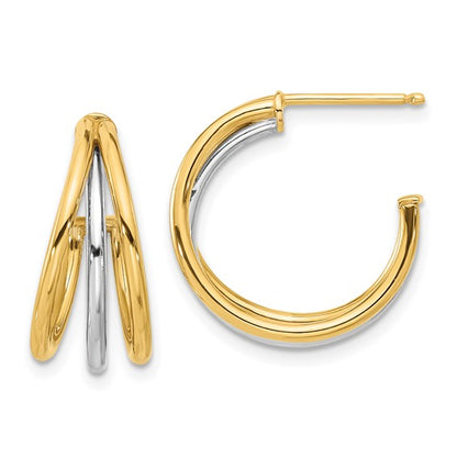 Leslie's 14K Two-tone Polished Hoop Post Earrings