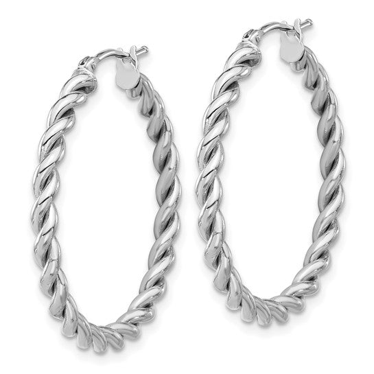 Leslie's 14K White Gold Polished Twist Hoop Earrings