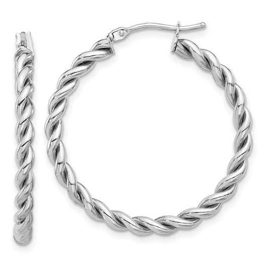 Leslie's 14K White Gold Polished Twist Hoop Earrings