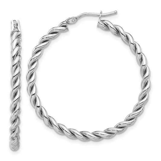 Leslie's 14K White Gold Polished Twist Hoop Earrings