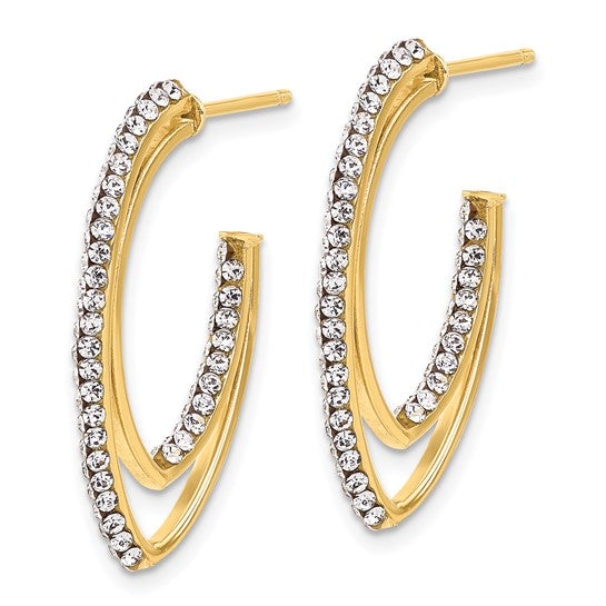 Leslie's 14K Polished Swarovski Crystals J-Hoop Post Earrings